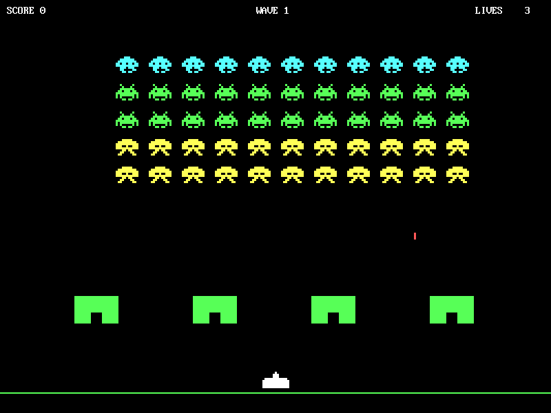 Space Invaders running as a ring-3 user program in Rainbow-OS