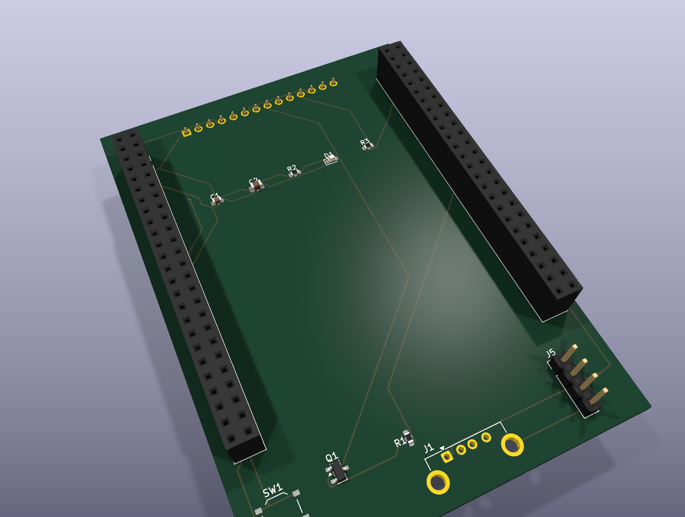STM32F407 shield 3D render